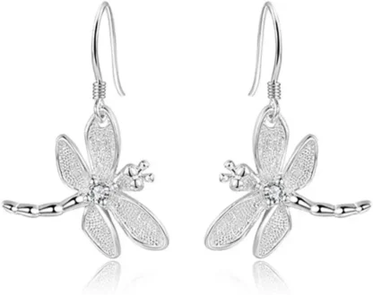 White Topaz Dragonfly Earrings