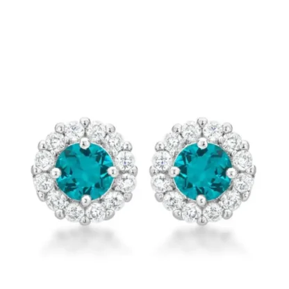 Round 2.52ct Aquamarine & White Topaz Earrings