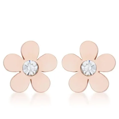 Rose Goldpl .30ct White Topaz Flower Earrings