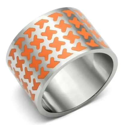 Pretty Polished Orange Cross Pattern Ring