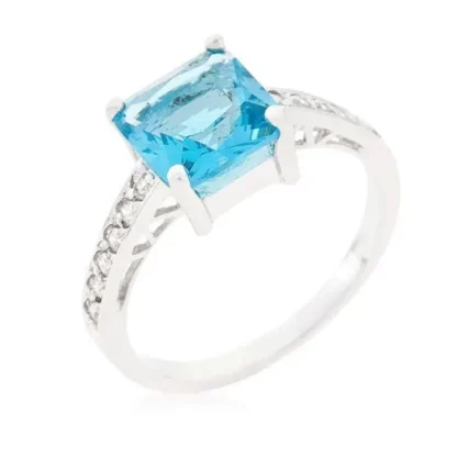 Princess 1.85ct Aquamarine & White Topaz Ring