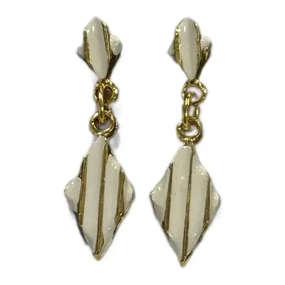 Stylish White And Gold-Tone Dangle Earrings