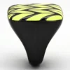 Black Ion Plated Yellow Chevron Pattern Ring - Image 2