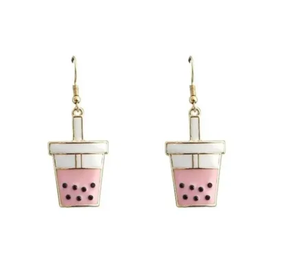 Cute Bubble Tea Charm Dangle Earrings