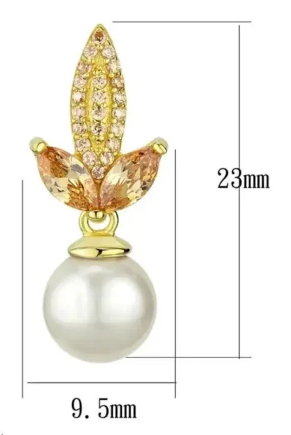 8mm White Pearl Fancy Fleur-De-Lis Earrings - Image 2