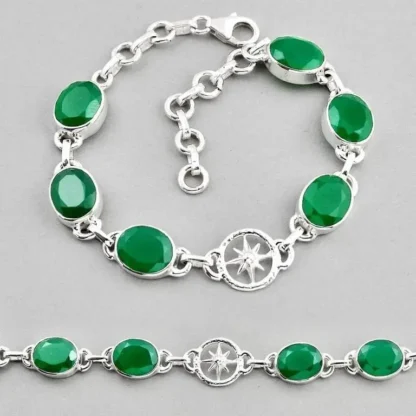 Natural 23.35ct Green Chalcedony Tennis Bracelet