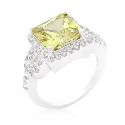 Princess Cut 3.80ct Peridot & White Topaz Ring