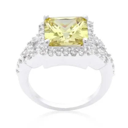 Princess Cut 3.80ct Peridot & White Topaz Ring - Image 2