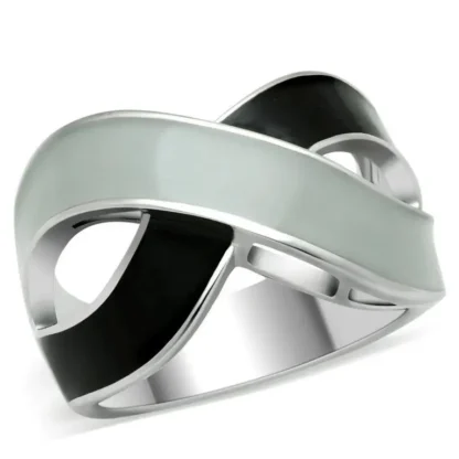 Two Tone Rhodium Stainless Steel Infinity Ring