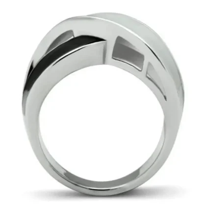 Two Tone Rhodium Stainless Steel Infinity Ring - Image 2