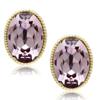 14K Gold Pl. Oval 14.20ct Light Amethyst Earrings