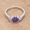 Oval 1.00ct Amethyst & White Sapphire 3-Stone Ring - Image 2