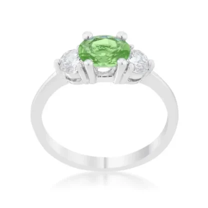 Rhodium 1.2C Peridot/White Sapphire S8 Ring