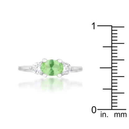 Rhodium 1.2C Peridot/White Sapphire S8 Ring - Image 2