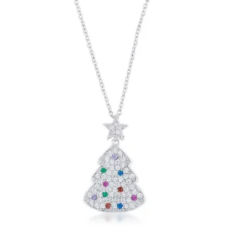 Round .70ct Multi-Gemstone Christmas Tree Necklace