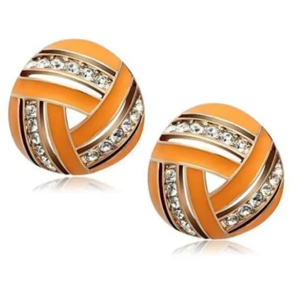 Stylish .36ct White Topaz Orange Circular Earrings