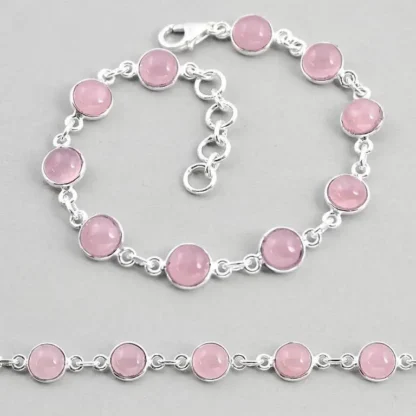 Natural Round 23.18ct Rose Quartz Bracelet