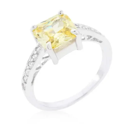 Princess 1.85ct Citrine & White Topaz Ring