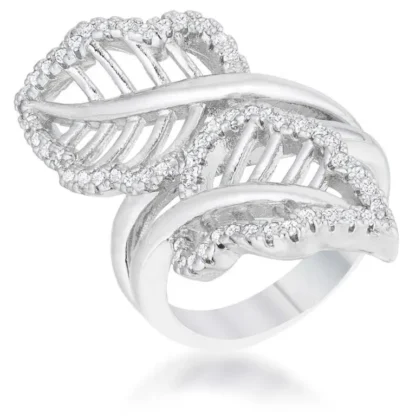 Elegant .40ct White Sapphire Leaf Wrap Ring