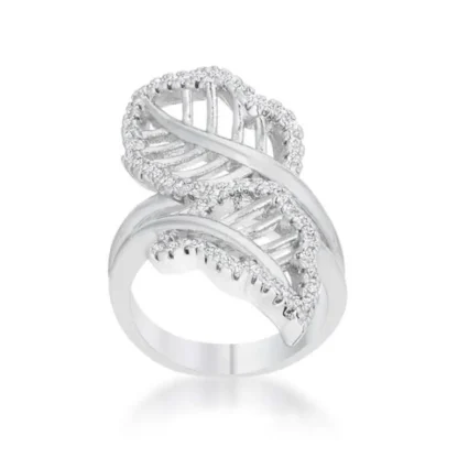 Elegant .40ct White Sapphire Leaf Wrap Ring - Image 2