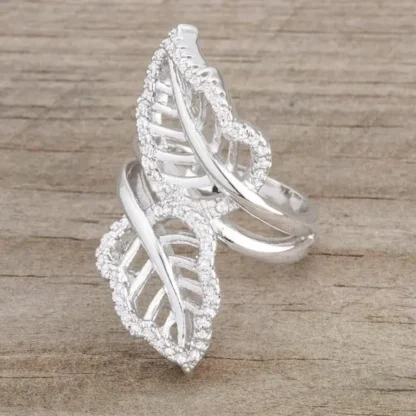 Elegant .40ct White Sapphire Leaf Wrap Ring - Image 4