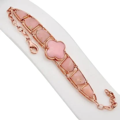 Gold-Pl. Natural 21.37ct Pink Opal Tennis Bracelet