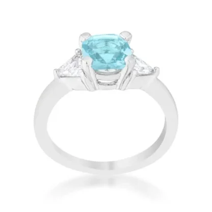 Cushion 1.80ct Aquamarine & White Sapphire Ring - Image 2