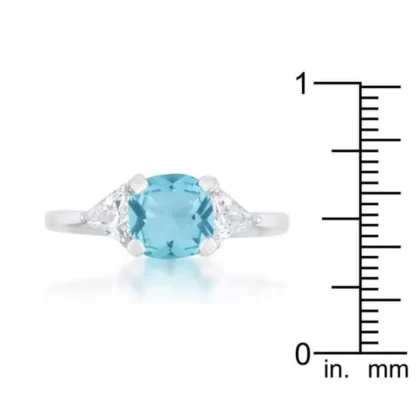 Cushion 1.80ct Aquamarine & White Sapphire Ring - Image 3