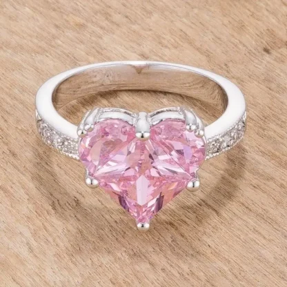 Exquisite 2.70ct Pink Topaz Heart Statement Ring - Image 3