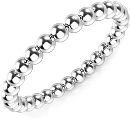 High Polished Silver Beads Ring