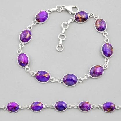 Natural 19.66ct Purple Copper Turquoise Bracelet