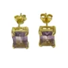 Genuine Emerald Cut 2.48ct Light Amethyst Earrings - Image 2