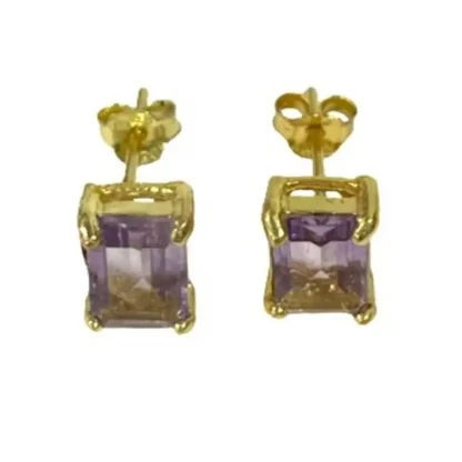 Genuine Emerald Cut 2.48ct Light Amethyst Earrings - Image 2