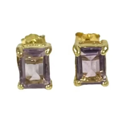 Genuine Emerald Cut 2.48ct Light Amethyst Earrings - Image 3