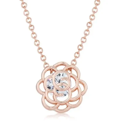 Rose Goldpl. 1.28ct White Topaz Flower Necklace