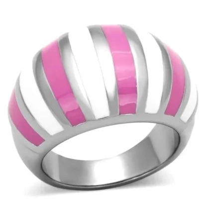 Pretty Polished Dark Pink & White Pattern Ring