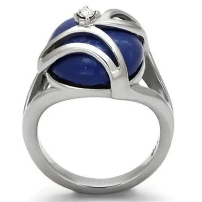 Round .10ct White Sapphire & Lazurite Ring