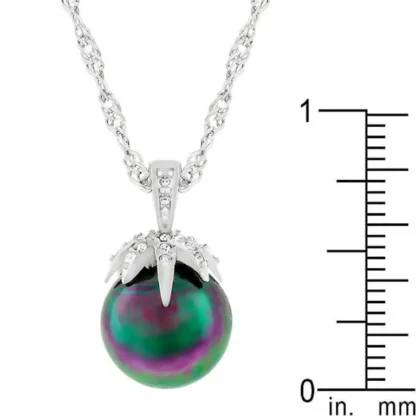 Round .26ct White Topaz & Tahitian Pearl Necklace - Image 3