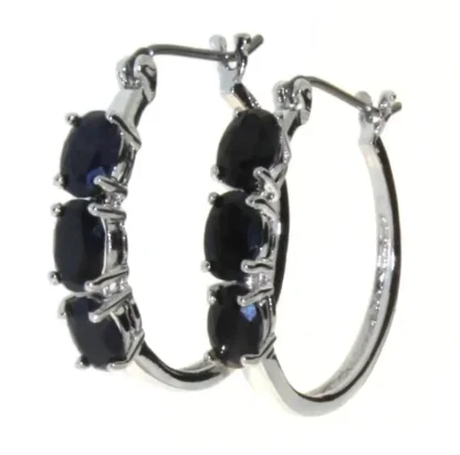 Genuine 2.10 ct Sapphire Hoop Earrings