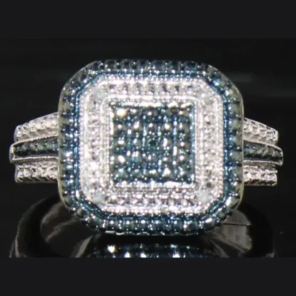 Genuine Blue Diamond Dinner Ring