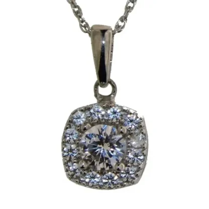 Brilliant 1.00 ct White Sapphire Halo Necklace