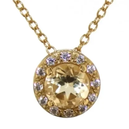 Round 2.00 ct Golden Citrine Halo Necklace