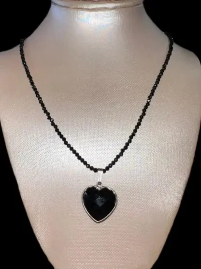 Natural Black Spinel Heart Necklace - Image 2