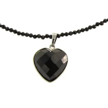 Natural Black Spinel Heart Necklace