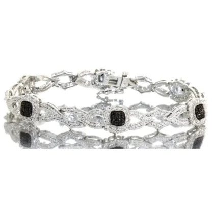 Genuine Elegant Black & White Diamond Bracelet