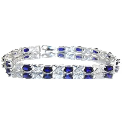 Elegant 8.40 ct Sapphire & Diamond Accent Bracelet