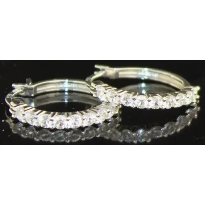 Brilliant 3.00 ct White Sapphire Hoop Earrings - Image 2