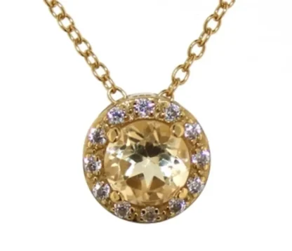 Round 2.00 ct Golden Citrine Halo Necklace