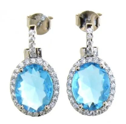 Oval 5.50 ct Blue Topaz French Lock Earrings