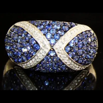 Brilliant 2.14 ct Pave' Sapphire & Diamond Ring